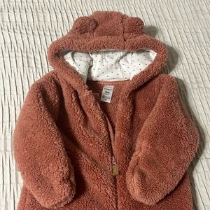 NWOT Pink 9 month baby girl Carter’s Sherpa Teddy suit